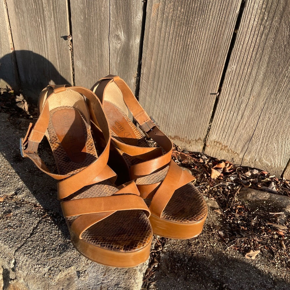 Cathy Jean Tan Strappy Platform Sandals